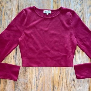 ABOUT US raspberry rayon, nylon,spand,cropped top